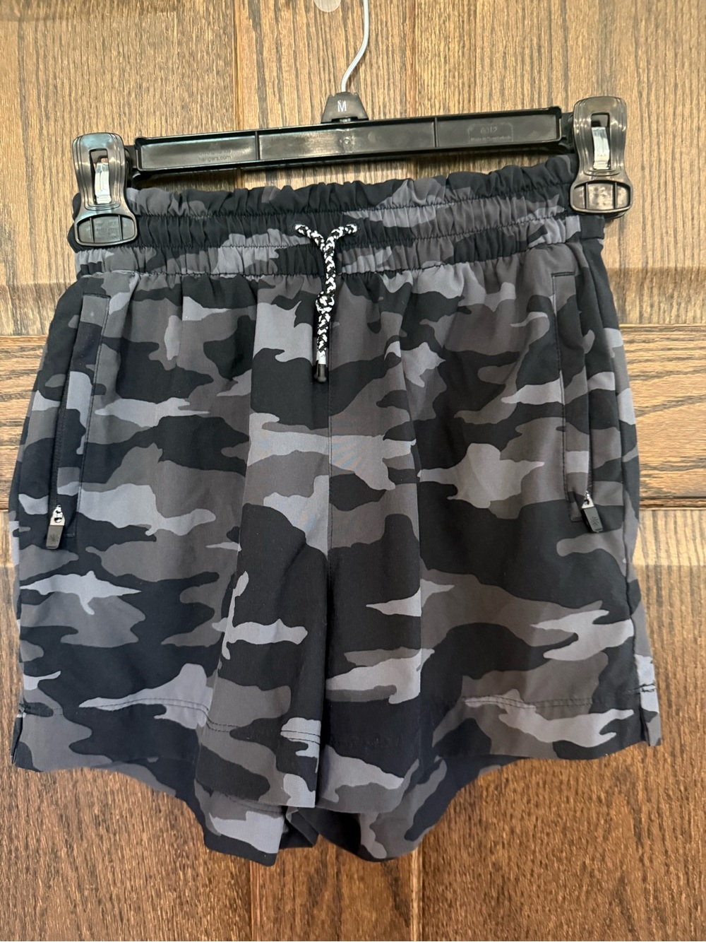 Athleta Girl Gray & Black Camo Athletic Shorts L/12